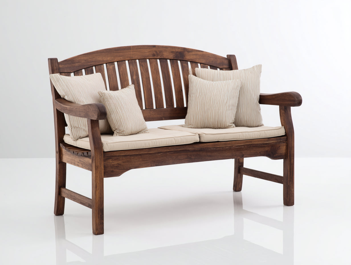 Gartenbank Holz 150x65x90 cm Braun für Garten - Klassisches Design mit Armlehnen