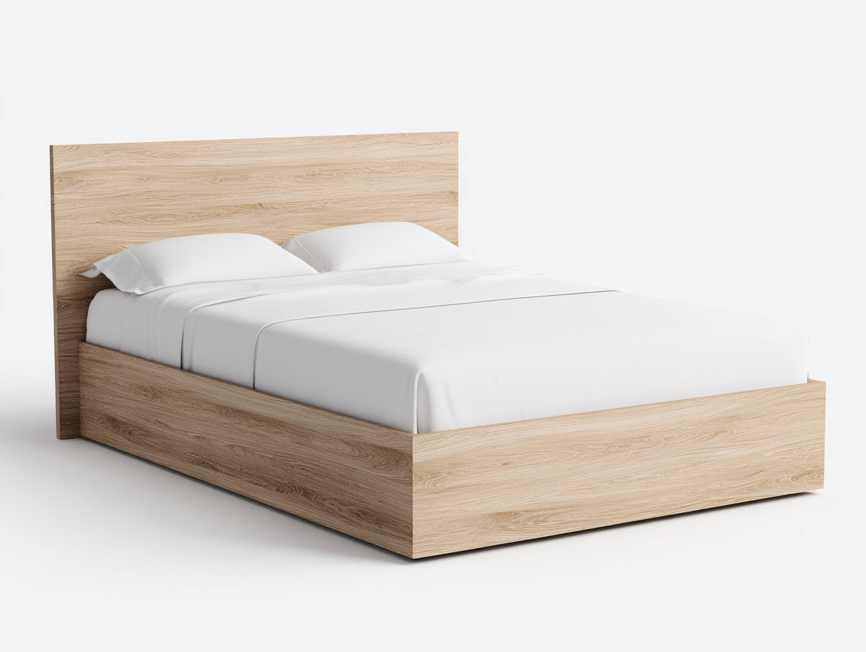 Doppelbett Holzwerkstoff 210x180x100 cm Natur für Schlafzimmer - Modernes Design mit hohem Kopfteil