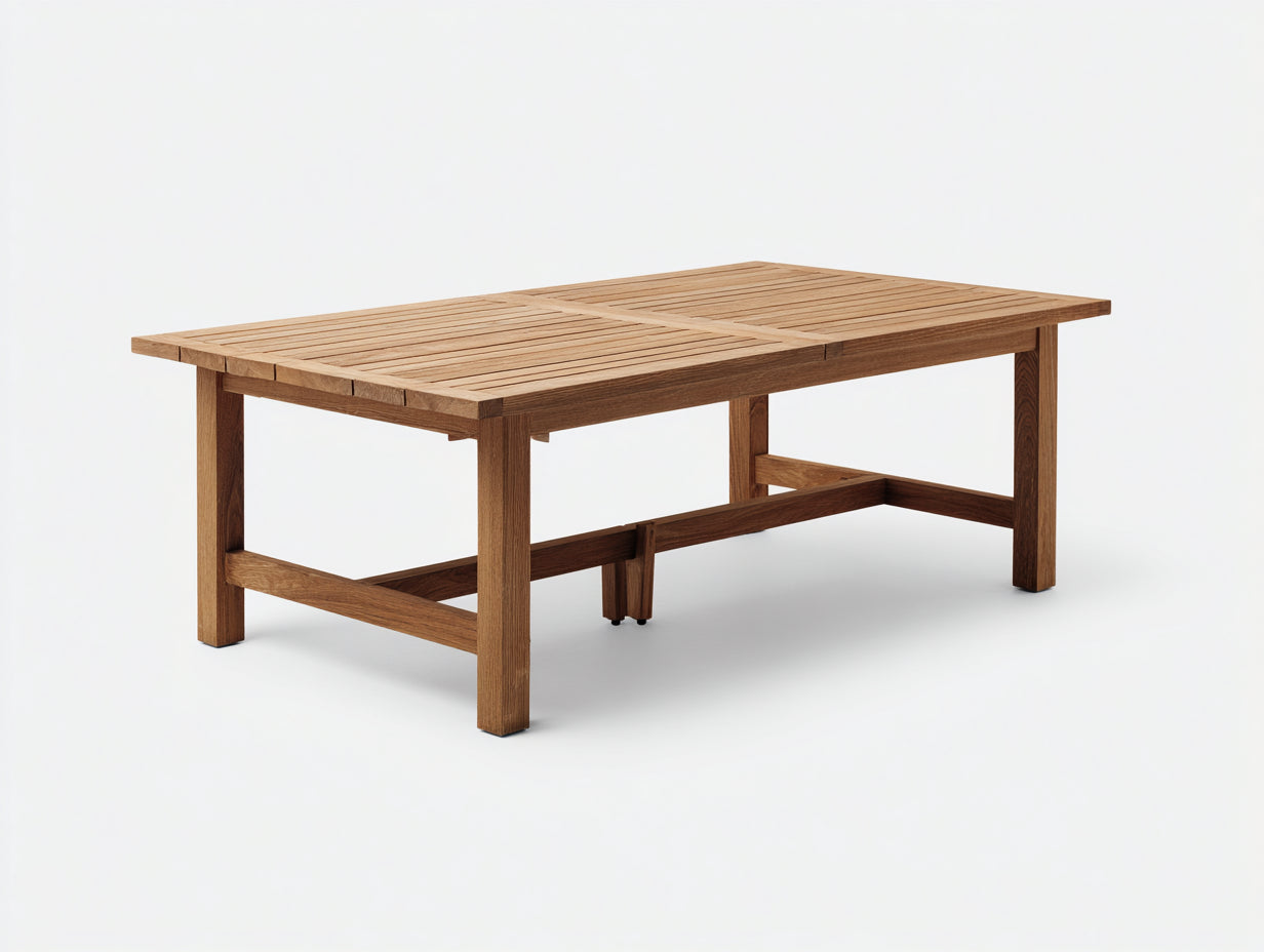 Gartentisch Holz 210x95x75 cm - Natur-Braun - klassisches Design mit Lattenplatte