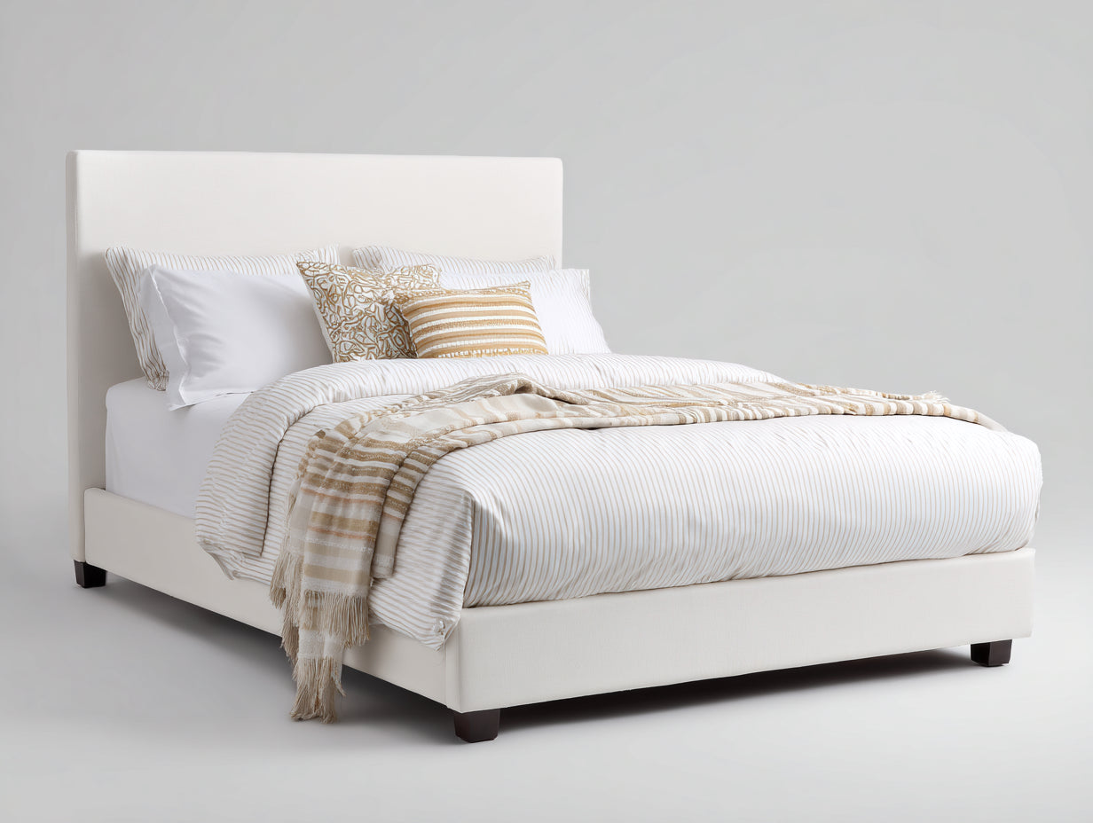Doppelbett Polsterstoff 210x170x105 cm Creme - modernes Bett für Schlafzimmer