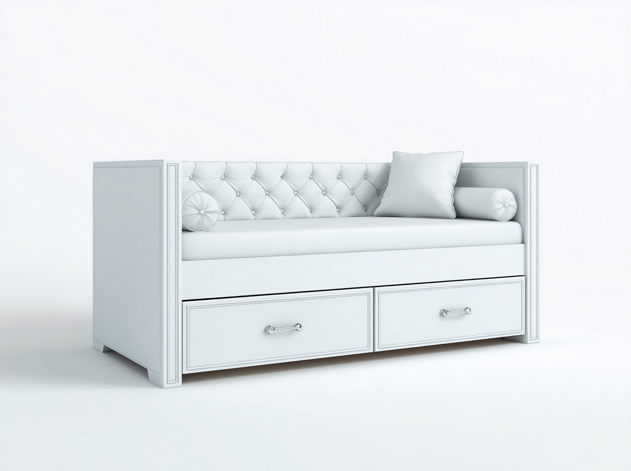 Schlafsofa Holz 202x94x90 cm - Weiß - klassisches Stauraumdesign