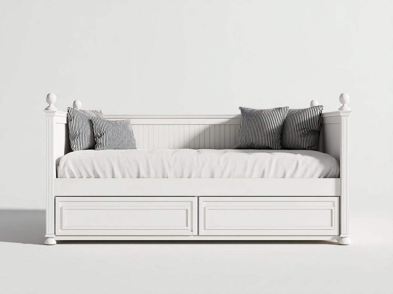 Schlafsofa Holz 204x92x88 cm - Weiß - klassisches Stauraumdesign