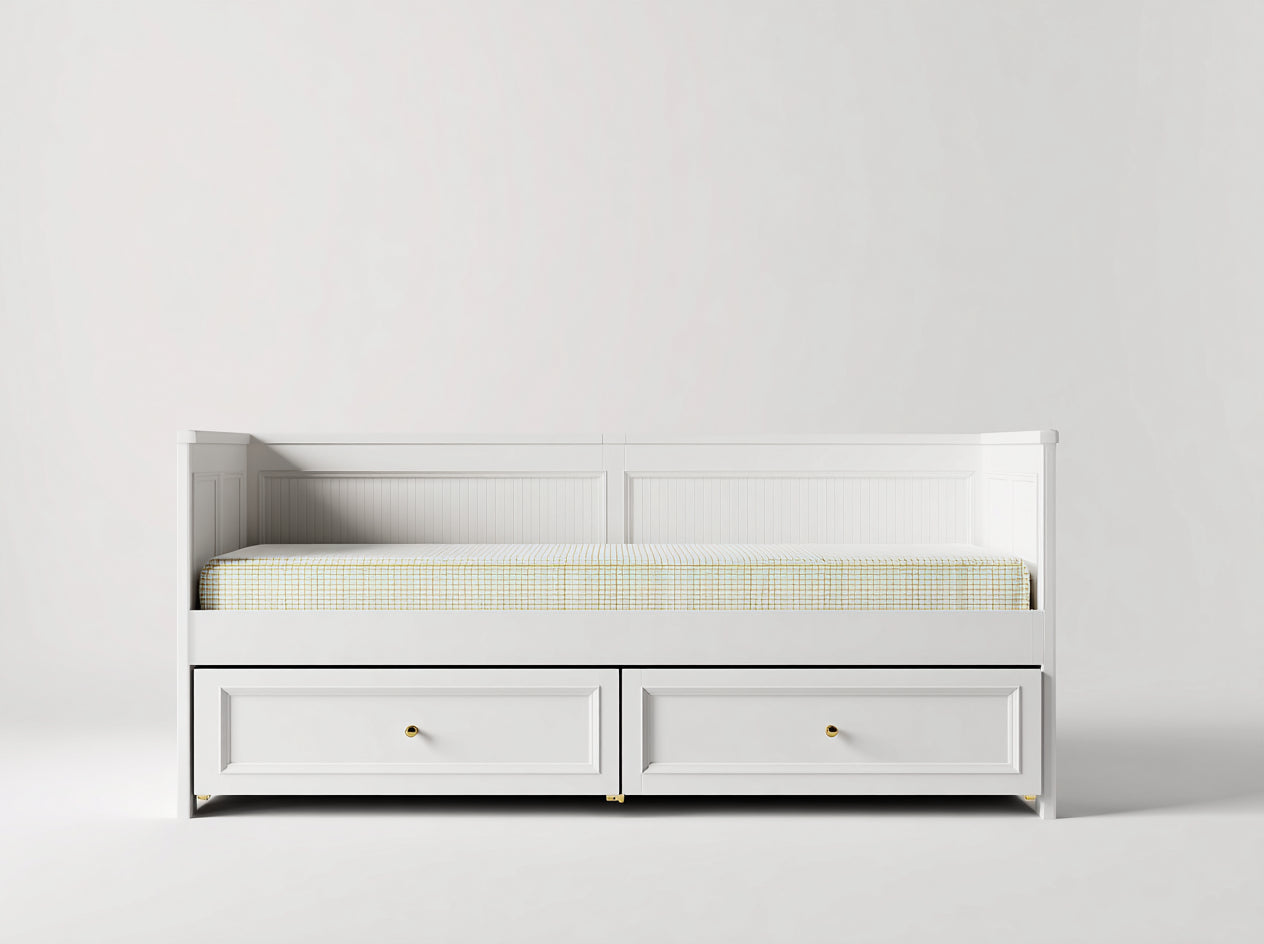 Schlafsofa Holzwerkstoff 205x95x88 cm weiß für Schlafzimmer - Tagesbett mit Schubladen