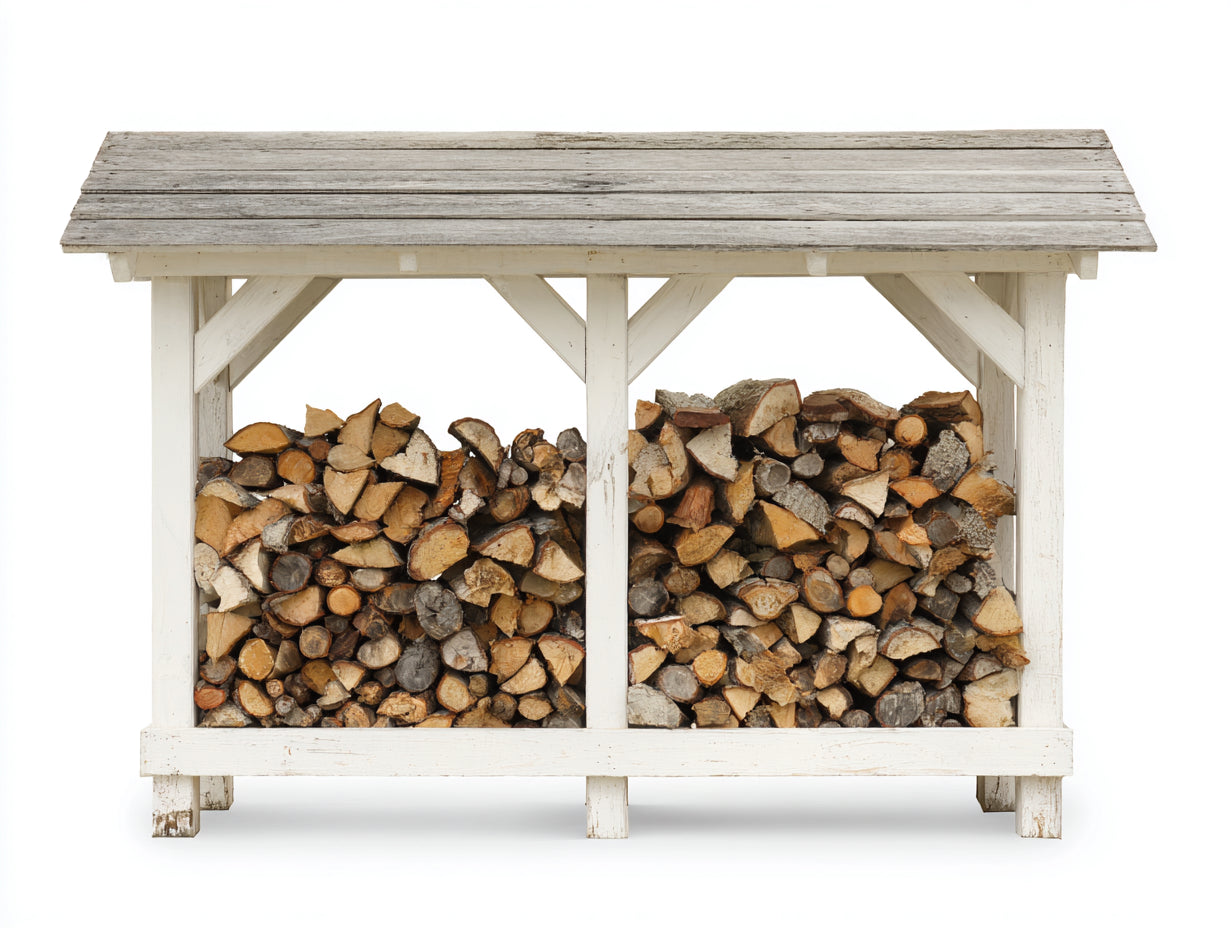 Kaminholzregal Holz 160x55x130 cm - Weiß-Grau - überdachtes Gartendesign