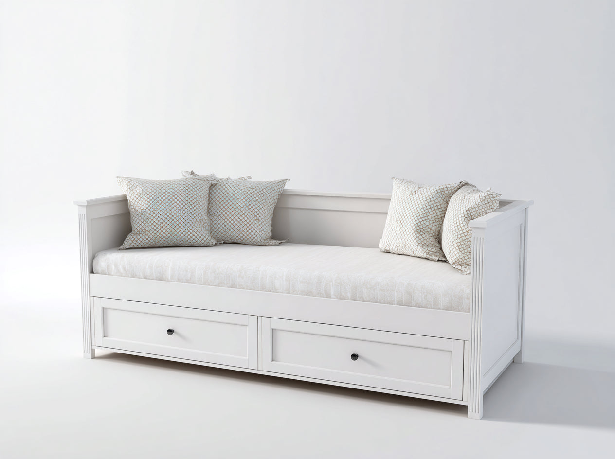 Schlafsofa Holz 200x90x86 cm - Weiß - modernes Stauraumdesign